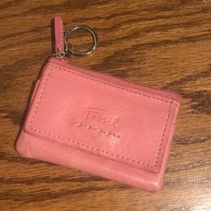 Fossil pink card case with key ring